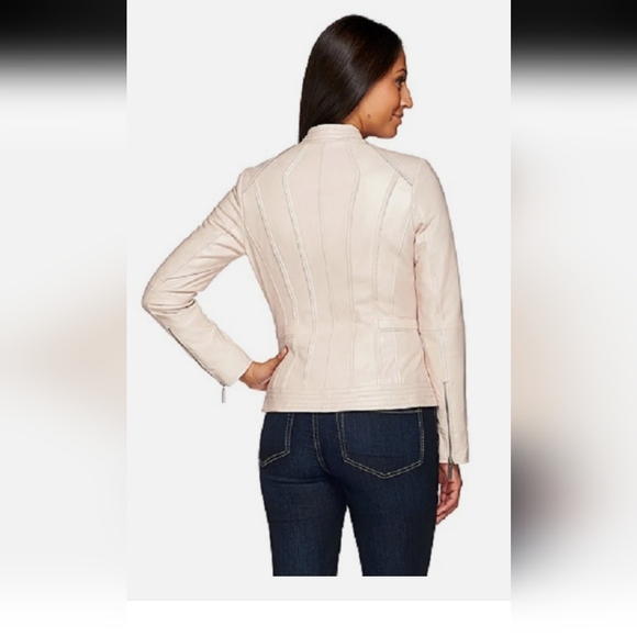 J. Jill Women's Light Cream Leather Jacket - Picture 4 of 11